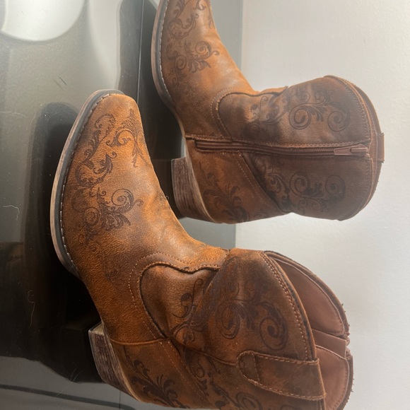 Roper Tan Leather Cowboy Boots Size 7.5 - Picture 5 of 7